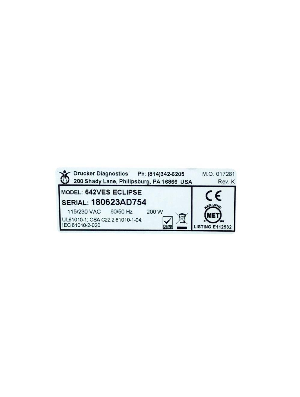 Drucker Diagnostics Eclipse Easy Spin 642VES 3500RPM Centrifuge