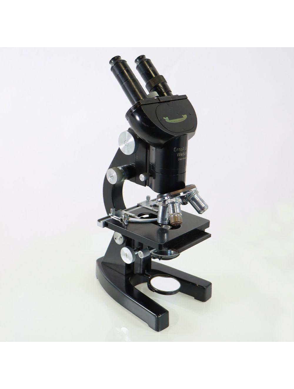 Vintage Ernst Leitz Wetziar Mirror Light Microscope Analog Coarse &amp; Fine Focus