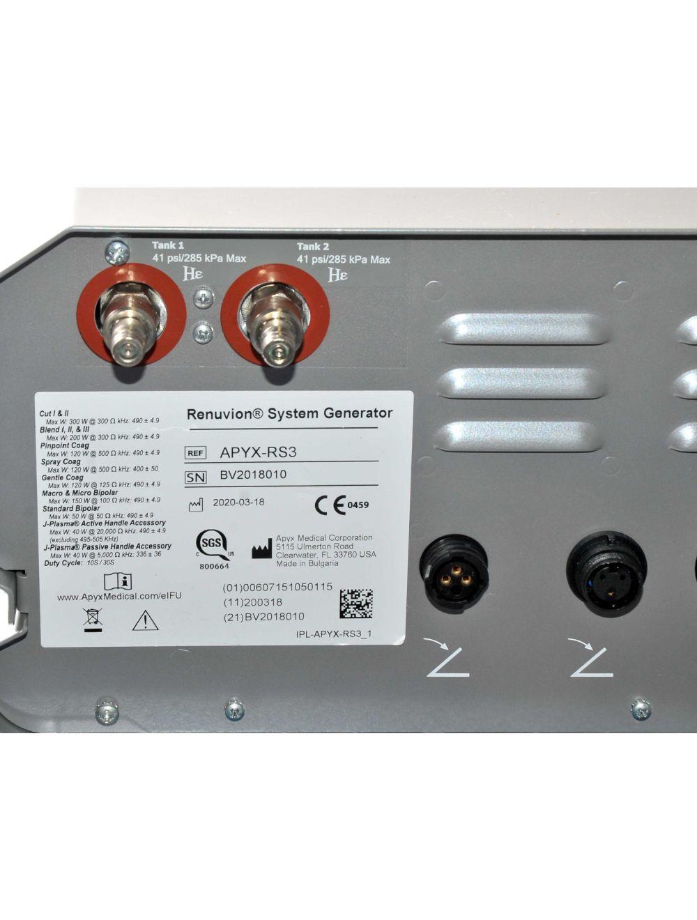 2020 Renuvion Electrosurgical Generator ESG Apyx-RS3 Medical Bovie J-Plasma RF